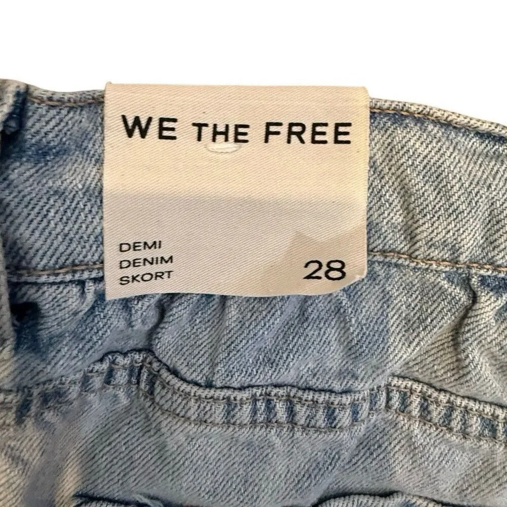 Free People We The Free Demi Denim Skort 28 Aura Blue Jean Mini Skirt Shorts